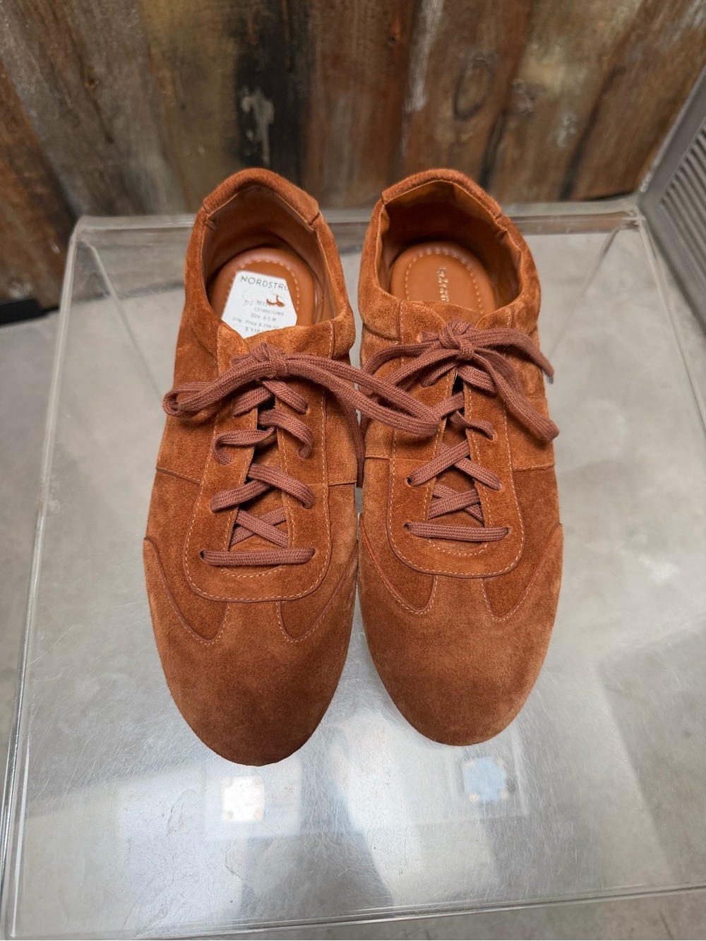 Reformation Terra Suede Lace-Up Sneakers — Chestnut Brown size 8.5 - Picture 6 of 13